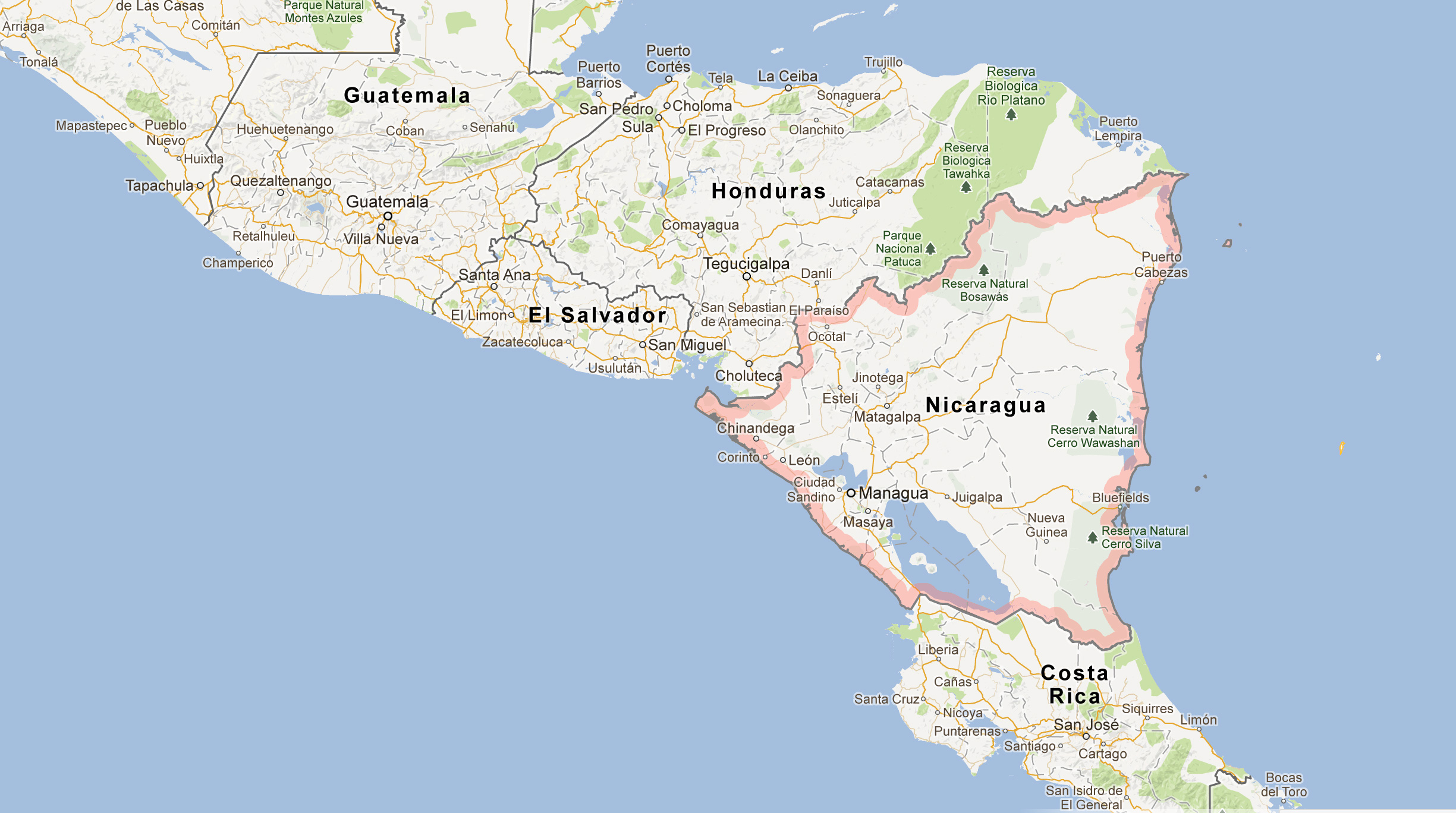 Покажи на карте никарагуа. Никарагуа политическая карта. Государство Никарагуа на карте. Карта Никарагуа географическая.